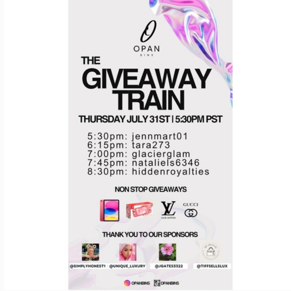 Other - LIVE Show Listing - "iPad/Switch Givey - Opan Bins Giveaway Train"